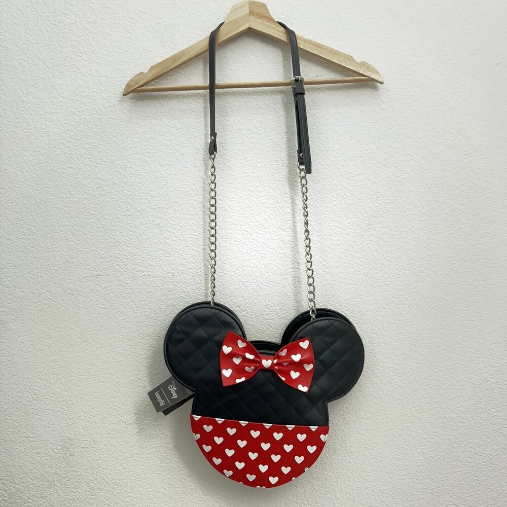 Loungefly Mickey Minnie Valentines Reversible Crossbody Bag Medium Purse